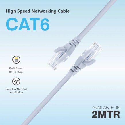 2 Meter RJ45 Patch Cord With Gold Plated Plugs For LAN Connectivity Suppliers, Dealers, Distributors, Retailers in Delhi